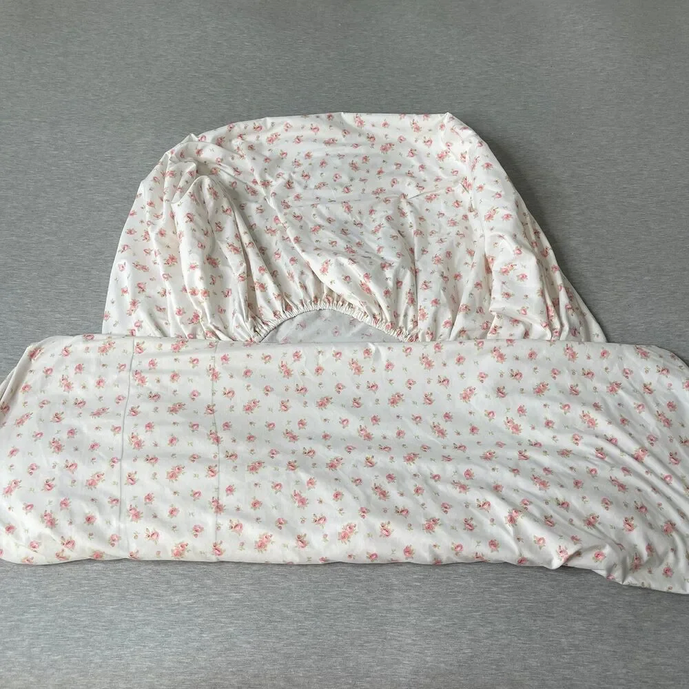 Modern Threads White & Pink Floral Twin Size Fitted Sheet